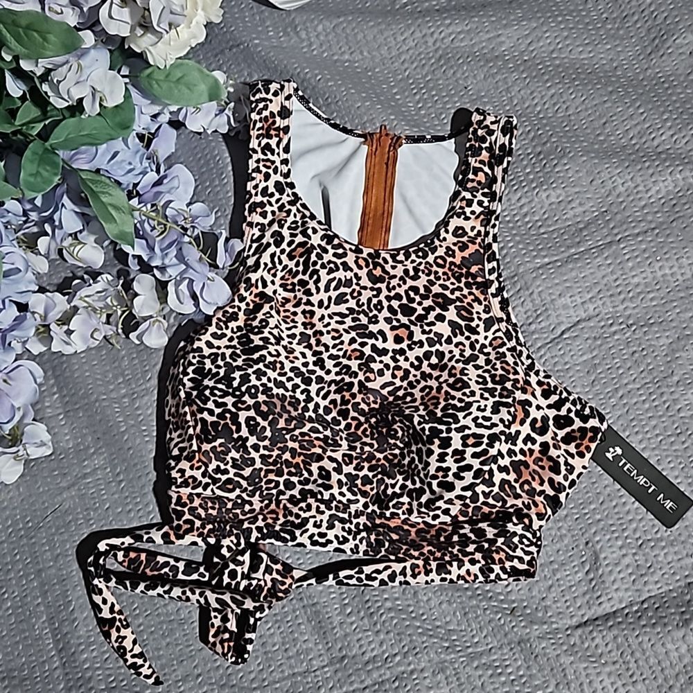 Tempt Me Animal Print Cheetah Bathing Suit Top NWT size XL